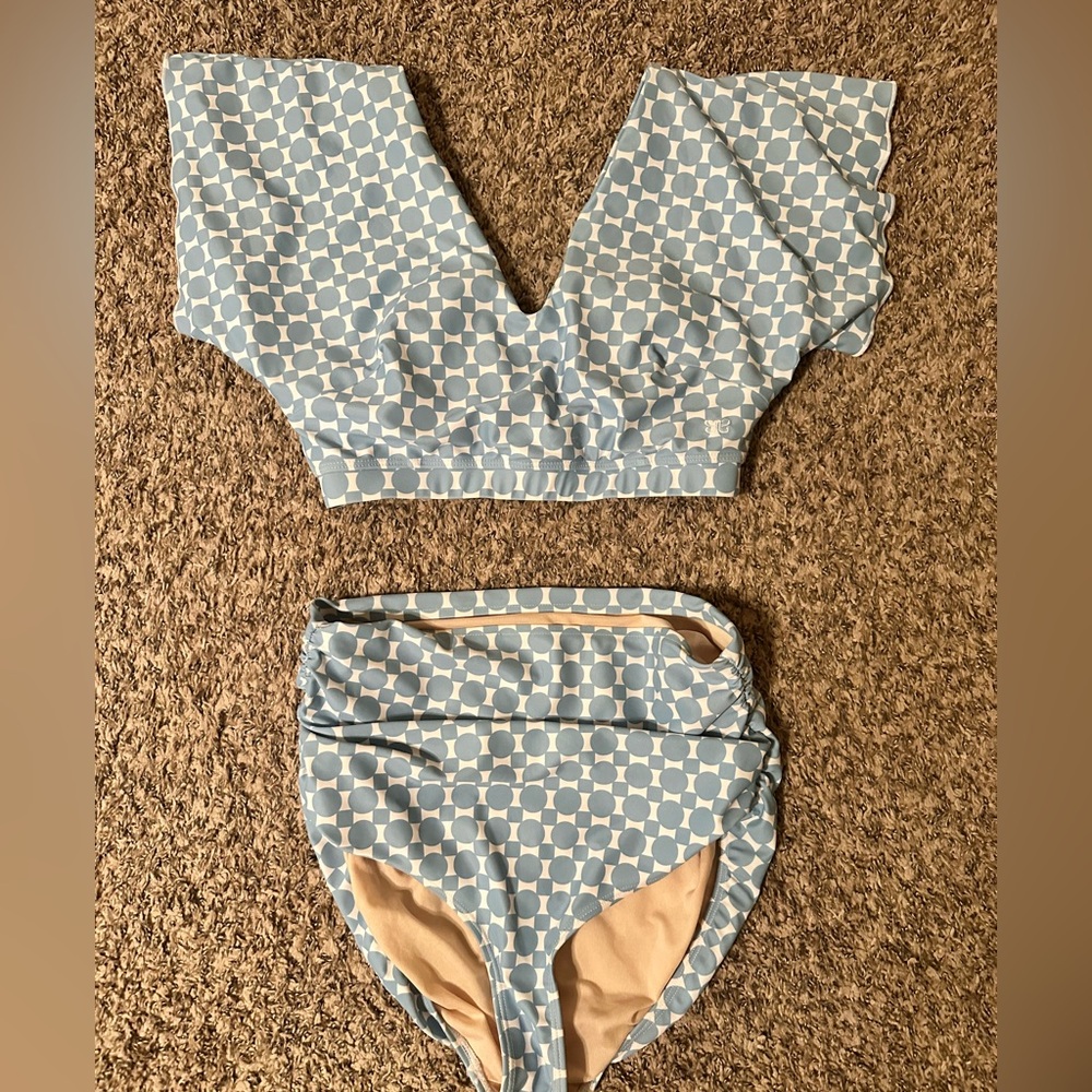 Albion Light Blue Patterned Swim suit